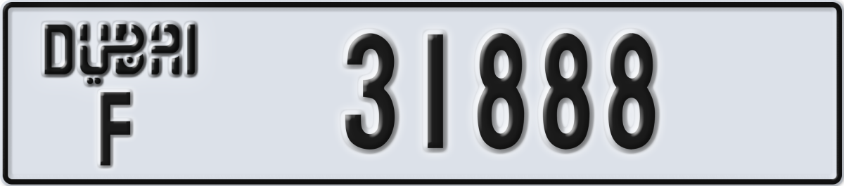 dubai License Plate Number 31888 Code F