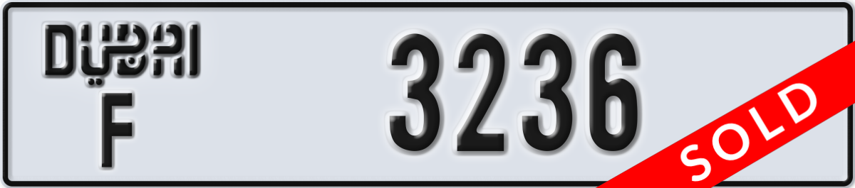 dubai License Plate Number 3236 Code F