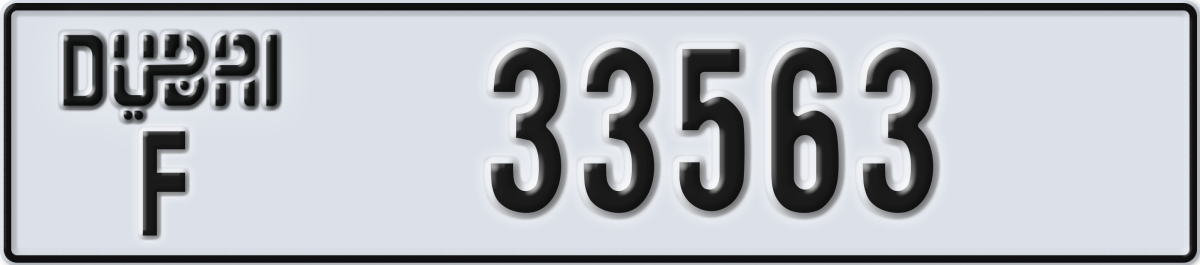 dubai License Plate Number 33563 Code F