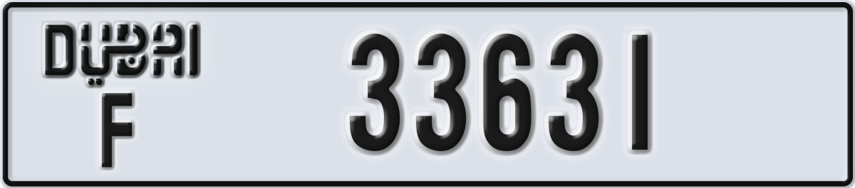 dubai License Plate Number 33631 Code F
