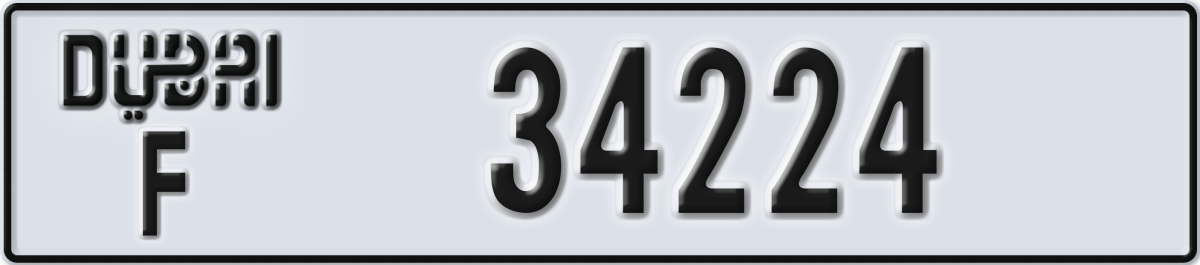 dubai License Plate Number 34224 Code F