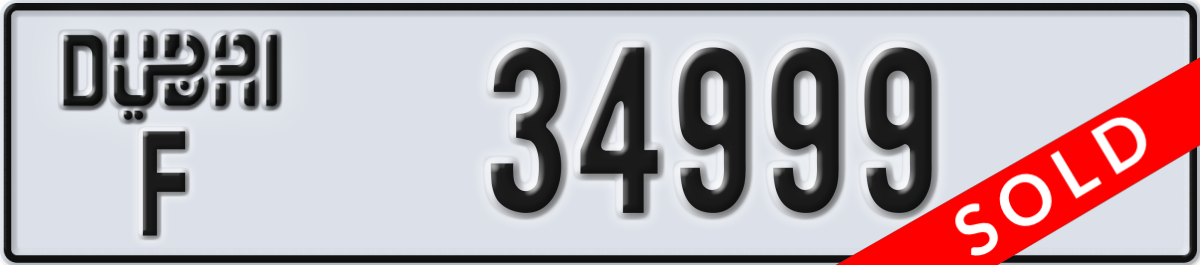 dubai License Plate Number 34999 Code F