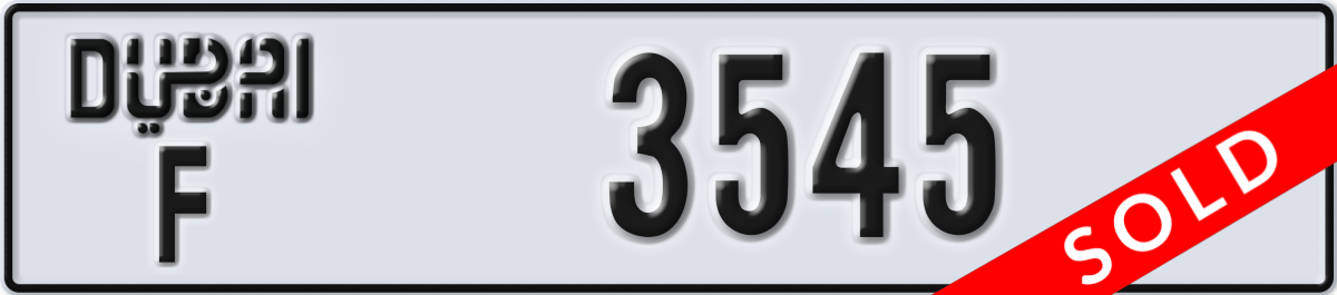 dubai License Plate Number 3545 Code F