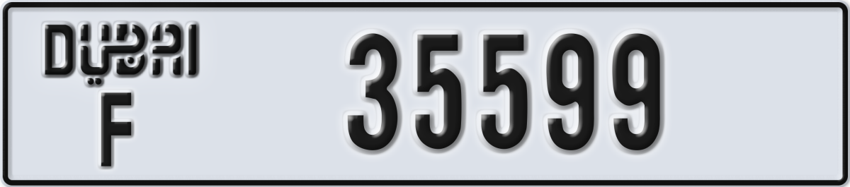 dubai License Plate Number 35599 Code F