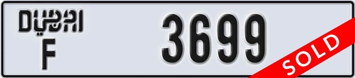 dubai License Plate Number 3699 Code F