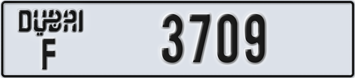dubai License Plate Number 3709 Code F