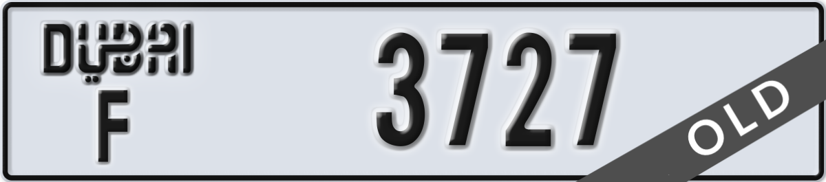 dubai License Plate Number 3727 Code F