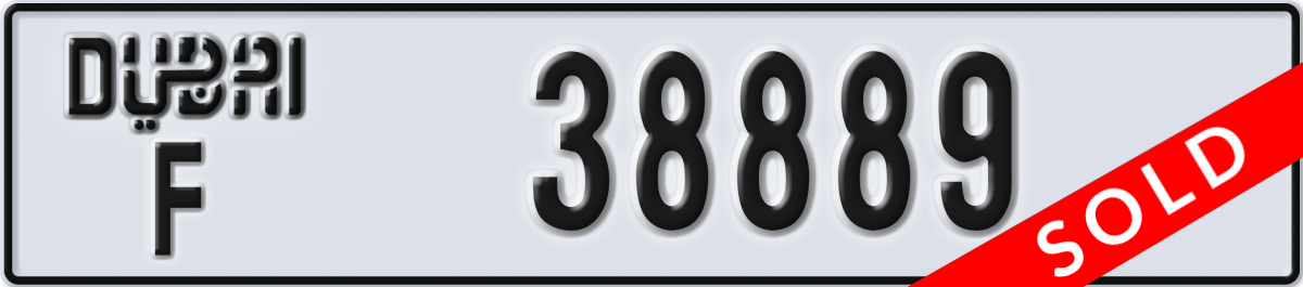 dubai License Plate Number 38889 Code F