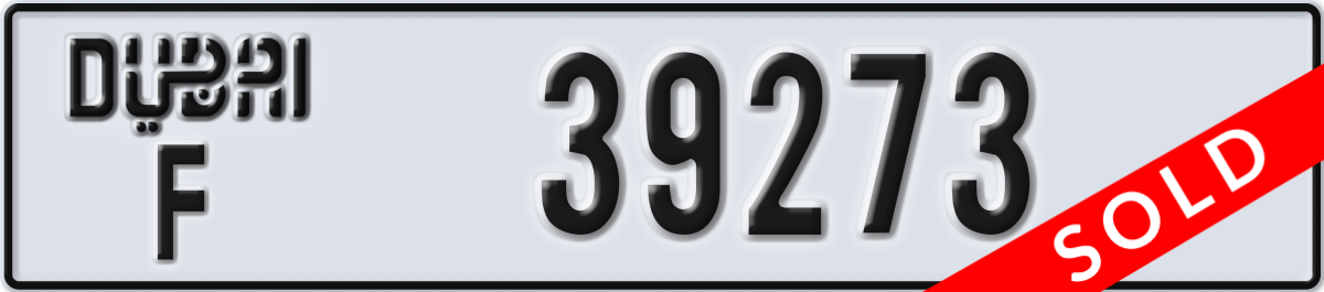 dubai License Plate Number 39273 Code F