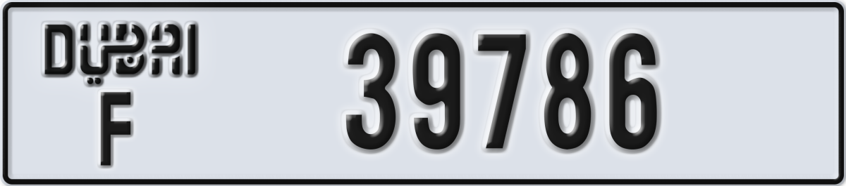 dubai License Plate Number 39786 Code F