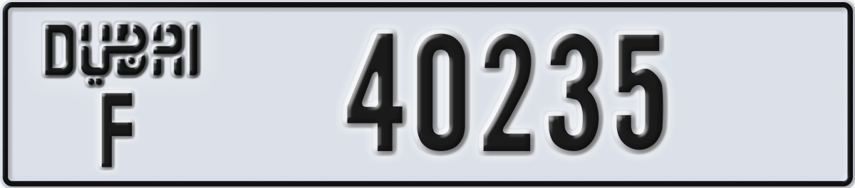 dubai License Plate Number 40235 Code F