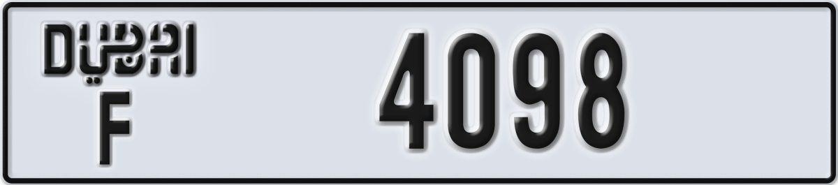 dubai License Plate Number 4098 Code F