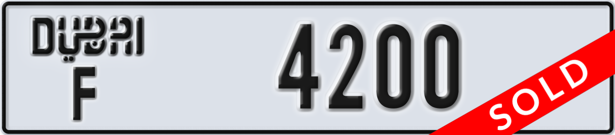 dubai License Plate Number 4200 Code F