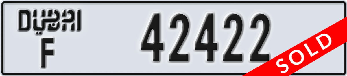 dubai License Plate Number 42422 Code F