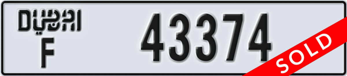dubai License Plate Number 43374 Code F