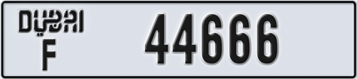 dubai License Plate Number 44666 Code F