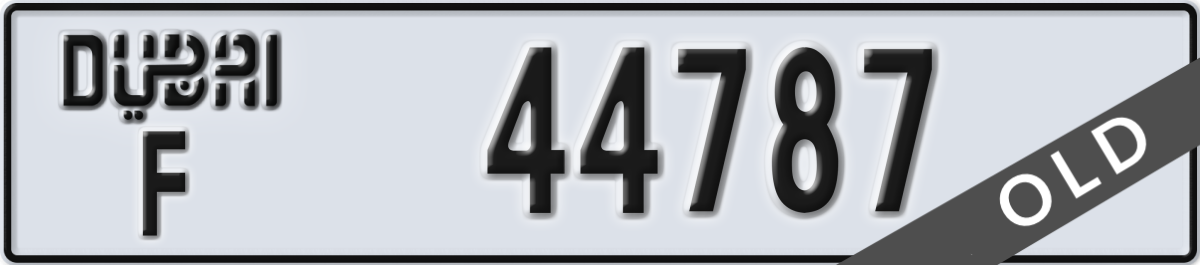 dubai License Plate Number 44787 Code F
