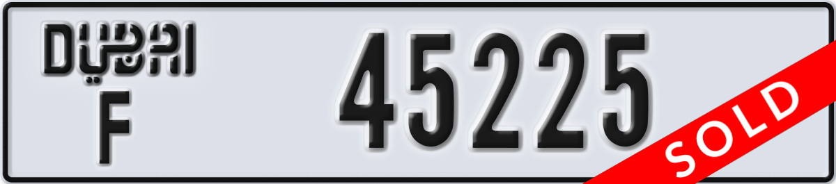 dubai License Plate Number 45225 Code F