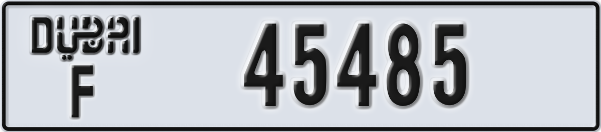dubai License Plate Number 45485 Code F