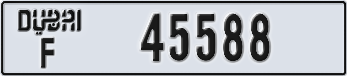 dubai License Plate Number 45588 Code F