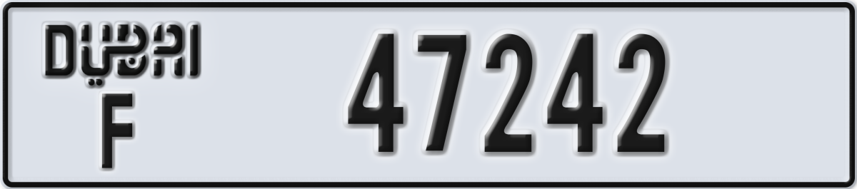 dubai License Plate Number 47242 Code F