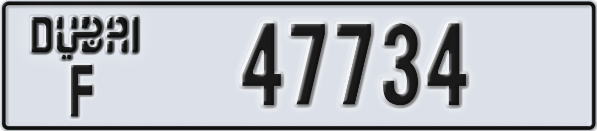 dubai License Plate Number 47734 Code F