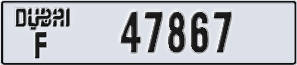 dubai License Plate Number 47867 Code F
