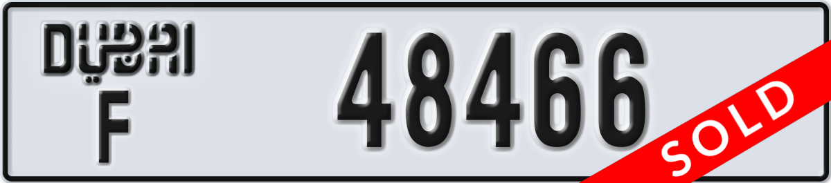 dubai License Plate Number 48466 Code F