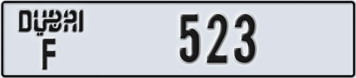 dubai License Plate Number 523 Code F