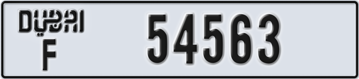 dubai License Plate Number 54563 Code F