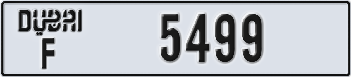 dubai License Plate Number 5499 Code F