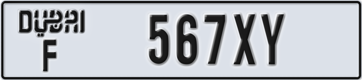 dubai License Plate Number 567XY Code F