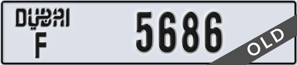 dubai License Plate Number 5686 Code F