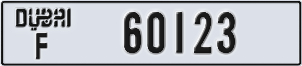 dubai License Plate Number 60123 Code F