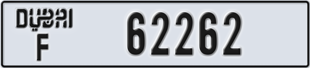 dubai License Plate Number 62262 Code F