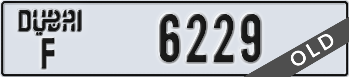 dubai License Plate Number 6229 Code F