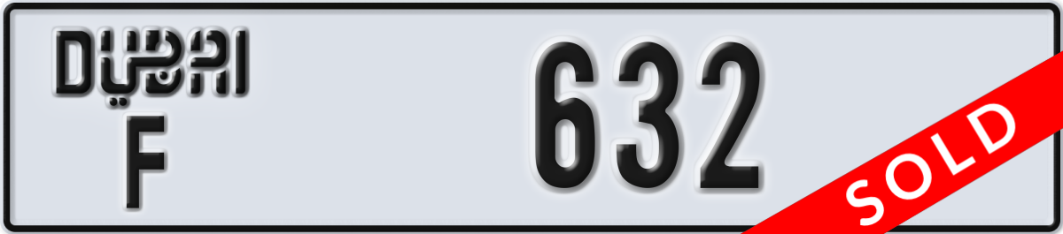 dubai License Plate Number 632 Code F