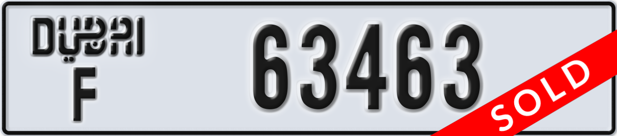 dubai License Plate Number 63463 Code F