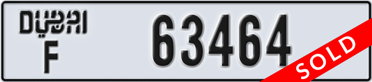 dubai License Plate Number 63464 Code F