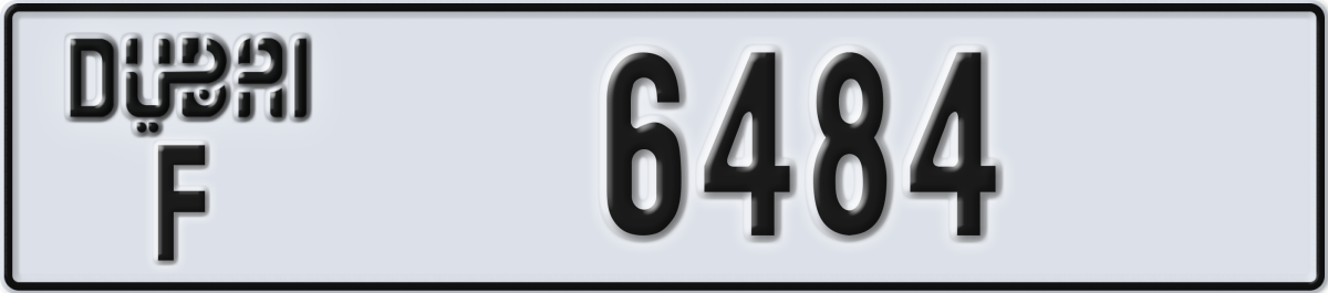dubai License Plate Number 6484 Code F