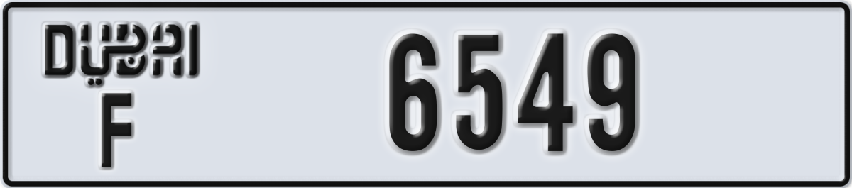 dubai License Plate Number 6549 Code F