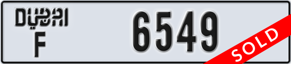 dubai License Plate Number 6549 Code F