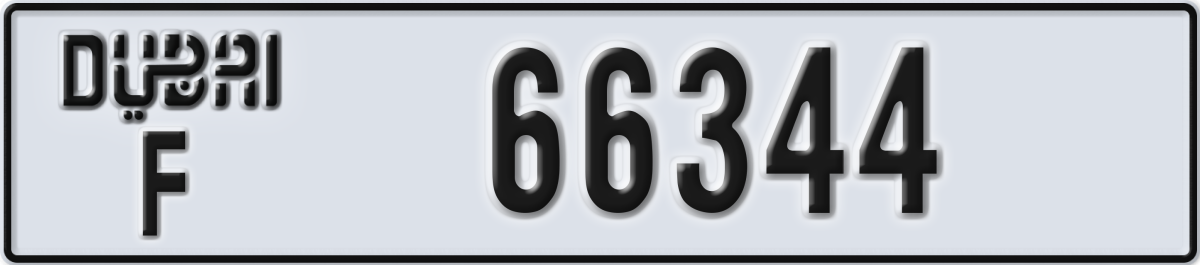dubai License Plate Number 66344 Code F
