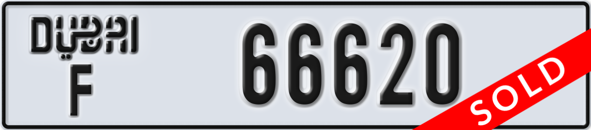 dubai License Plate Number 66620 Code F