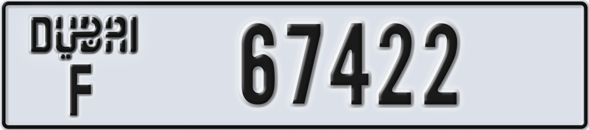 dubai License Plate Number 67422 Code F