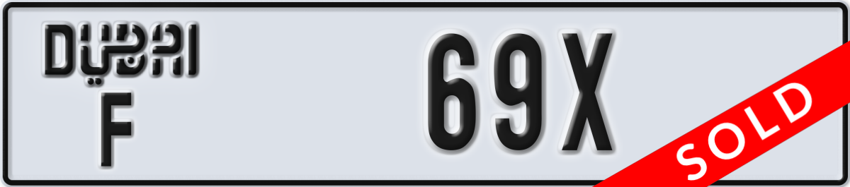 dubai License Plate Number 69X Code F