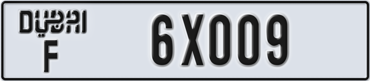 dubai License Plate Number 6X009 Code F