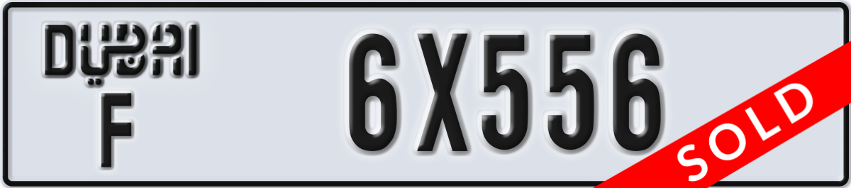 dubai License Plate Number 6X556 Code F