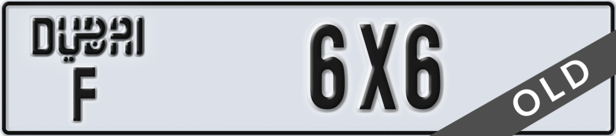 dubai License Plate Number 6X6 Code F