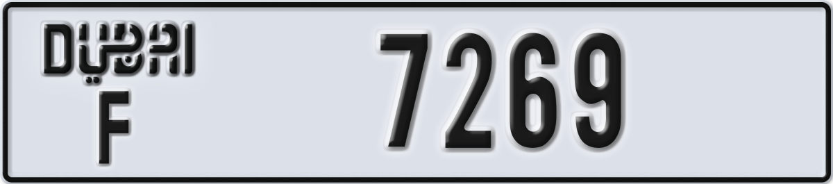 dubai License Plate Number 7269 Code F